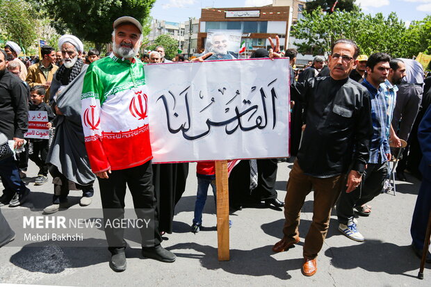 حضور گسترده و کم سابقه قمی ها در حمایت از آرمان قدس شریف