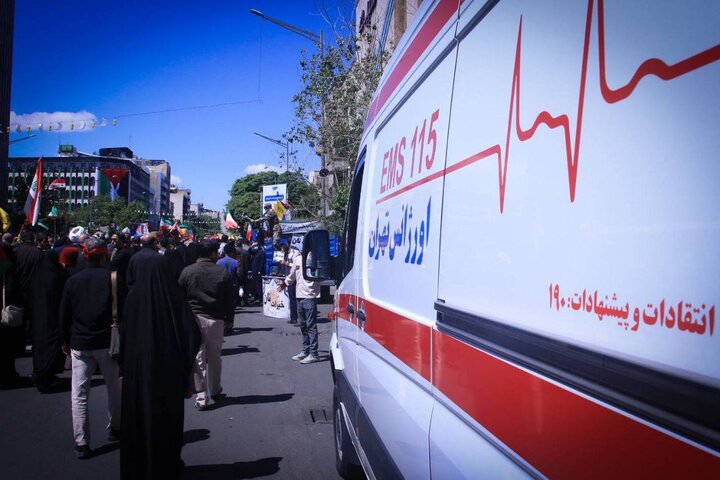خدمات رسانی اورژانس تهران در راهپیمایی روز قدس