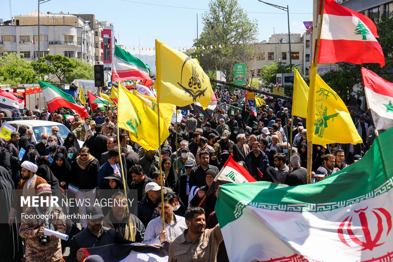 تہران میں یوم القدس کی ریلی، صدر رئیسی سمیت اعلی شخصیات کی شرکت + تصاویر
