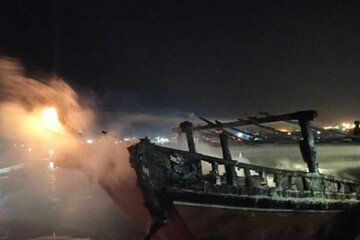 علت حادثه آتش سوزی  دراسکله  نخل تقی در دست بررسی است
