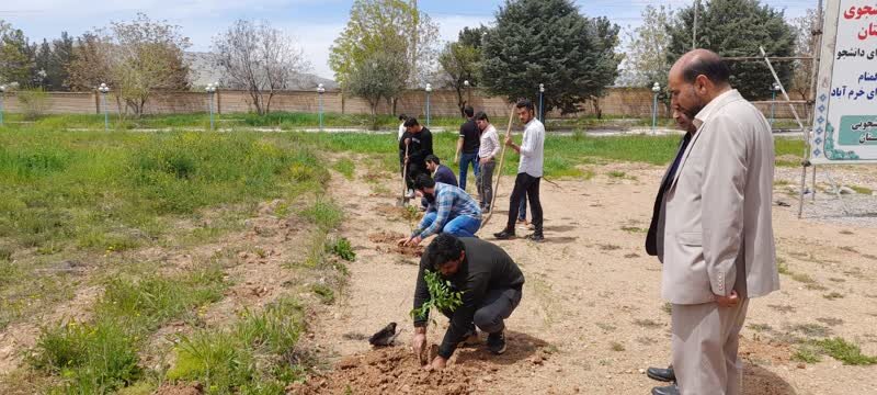 کاشت نهال به نیت ۱۱۵ شهید دانشجو در دانشگاه فنی و حرفه‌ای لرستان