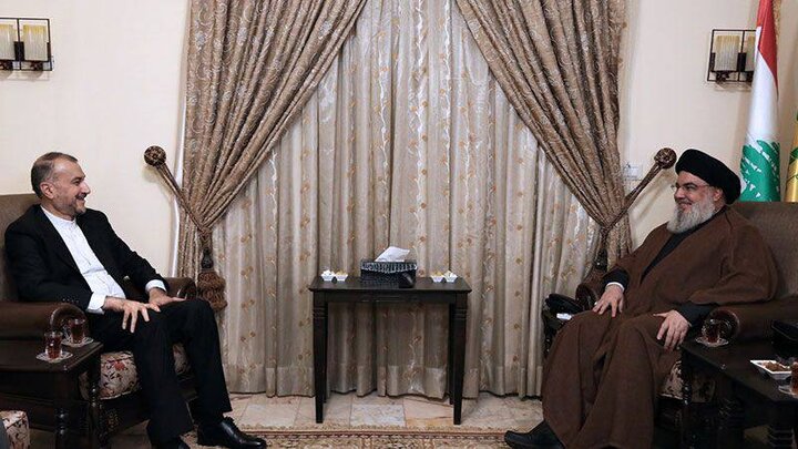 دیدار وزیر امور خارجه کشورمان با دبیرکل حزب‌الله لبنان