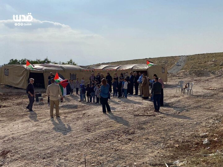 دانشآموزان مدرسه «التحدی» در شرق بیتلحم چادرنشین شدند+تصاویر