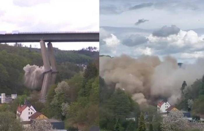 تخریب پل قدیمی در آلمان به علت ترک خوردگی