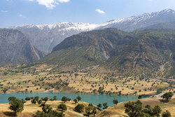 Beautiful scenery of Karun Dam in spring