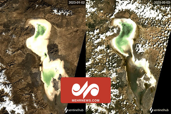  تصاویر ماهواره‌ای از روند احیای دریاچه ارومیه