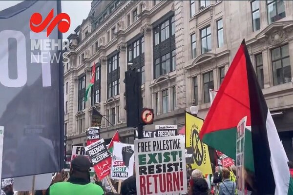برگزاری تظاهرات گسترده حمایت از فلسطین در لندن + فیلم