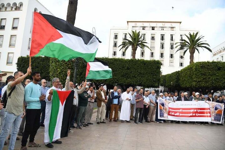 مردم مراکش در حمایت از فلسطین تجمع کردند+تصاویر