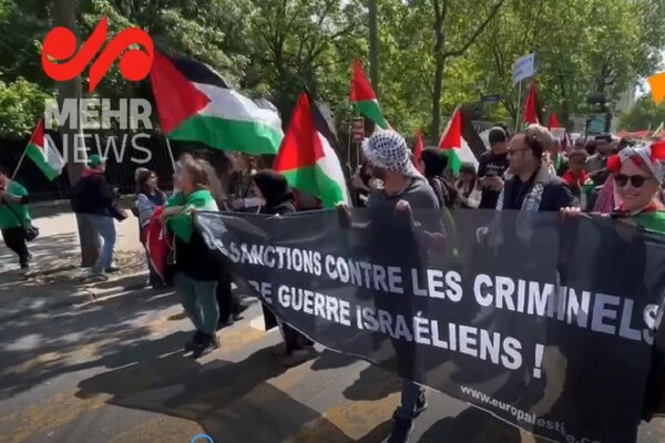 حمایت فرانسوی‌ها از مردم فلسطین با راهپیمایی در پاریس+ فیلم