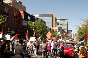 راهپیمایی در شهر مونترال کانادا در محکومیت جنایات رژیم صهیونیستی