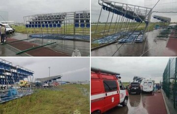 فروریختن سکو ورزشگاه در مسابقه فوتبال در روسیه/۲۶ مجروح و یک کشته