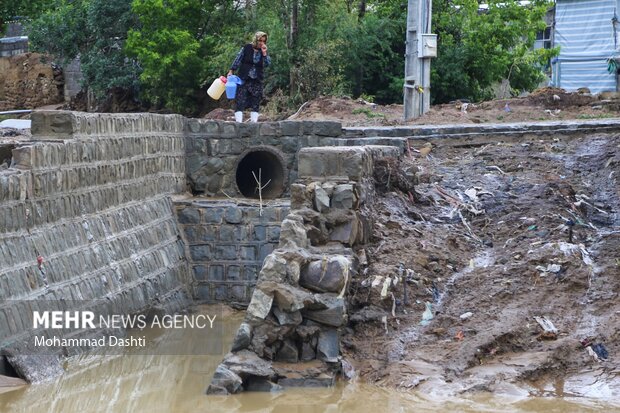 خسارات سیلاب در روستای گیلارلو شهرستان گرمی