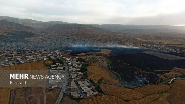 آتش سوزی در اراضی کشاورزی دره شهر