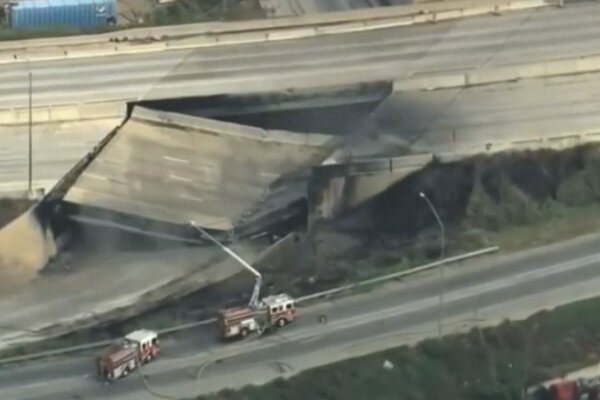 VIDEO: Truck fire causes highway collapse in Philadelphia