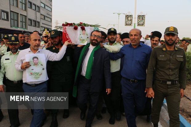 Funeral for Iranian police officer Mohammad Ghanbari
