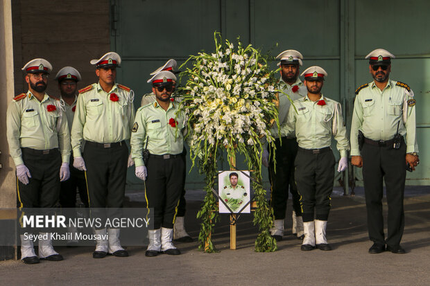 Funeral for Iranian police officer Mohammad Ghanbari
