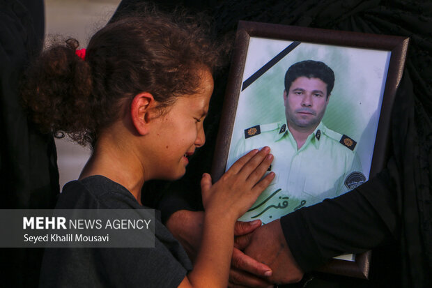 Funeral for Iranian police officer Mohammad Ghanbari
