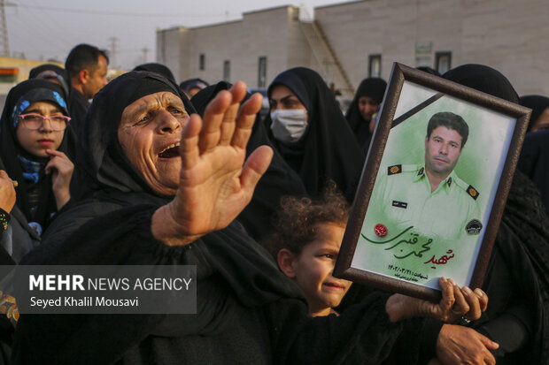 Funeral for Iranian police officer Mohammad Ghanbari
