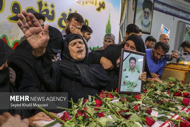 Funeral for Iranian police officer Mohammad Ghanbari
