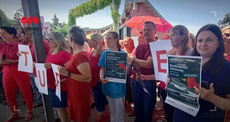 ادامه تظاهرات کارکنان معترض بیمارستانها در آلمان+ تصاویر