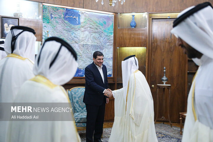 علی‌ابن‌سعید المری وزیر کار کشور قطر صبح روز دوشنبه ۵ تیرماه ۱۴۰۲ با محمد مخبر معاون اول رئیس جمهور دیدار و گفتگو کرد