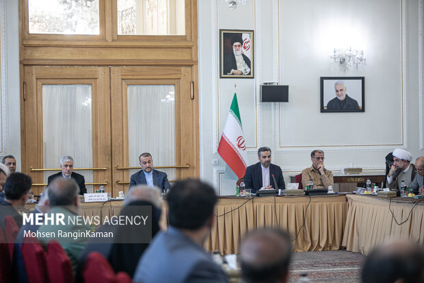 حسین امیرعبداللهیان وزیر امور خارجه و سید حمید سجادی وزیر ورزش و جوانان در نشست مشترک وزرای امور خارجه و ورزش حضور دارند