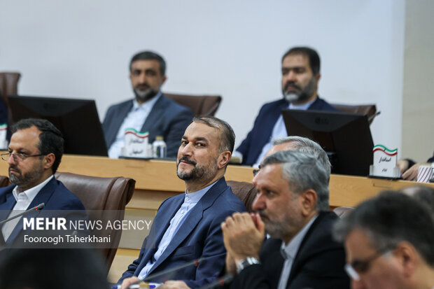 حسین امیرعبداللهیان وزیر امور خارجه در نشست هیئت دولت با استانداران کشور حضور دارد
