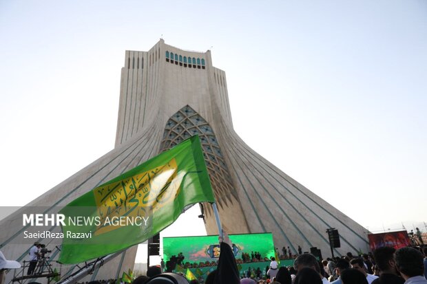 مردم تهران و محبان امیرالمومنین (ع) به منظور بزرگداشت واقعه غدیر خم بعدازظهر جمعه ۱۶ تیر ۱۴۰۲ در اجتماع ۱۰ کیلومتری که از میدان امام حسین (ع) آغاز و در میدان آزادی به پایان می‌رسد، شرکت کردند