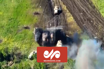 لحظه انهدام ستون خودروهای نظامی اوکراینی توسط ارتش روسیه