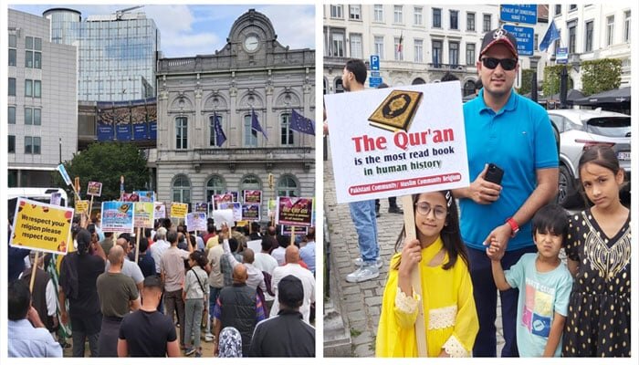 سویڈن، قرآن پاک کی بے حرمتی پر یورپین پارلیمنٹ کے سامنے احتجاج