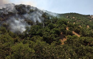 آتش سوزی جنگل های مریوان همچنان ادامه دارد/اعزام بالگرد اطفای حریق از مرکز