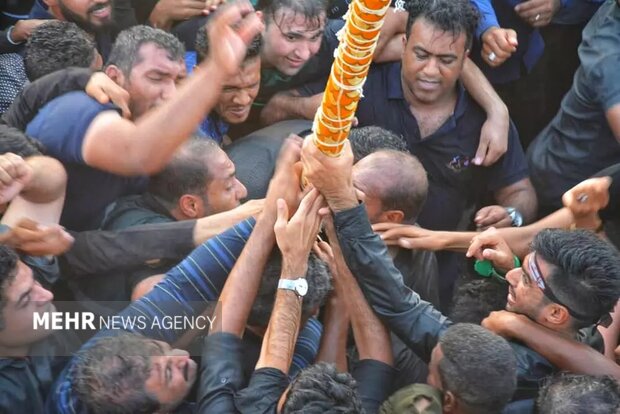 علم گردانی آئین ۴۰۰ ساله/عزای حسینی در میناب ریشه در باورها دارد