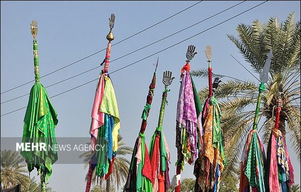 علم گردانی آئین ۴۰۰ ساله/عزای حسینی در میناب ریشه در باورها دارد