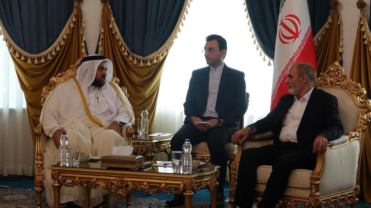 أمين المجلس الأعلى للأمن القومي الإيراني یتسلم رسالة من رئيس وزراء قطر