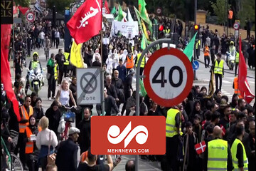 راهپیمایی شیعیان دانمارک در روز عاشورا در دفاع از قرآن