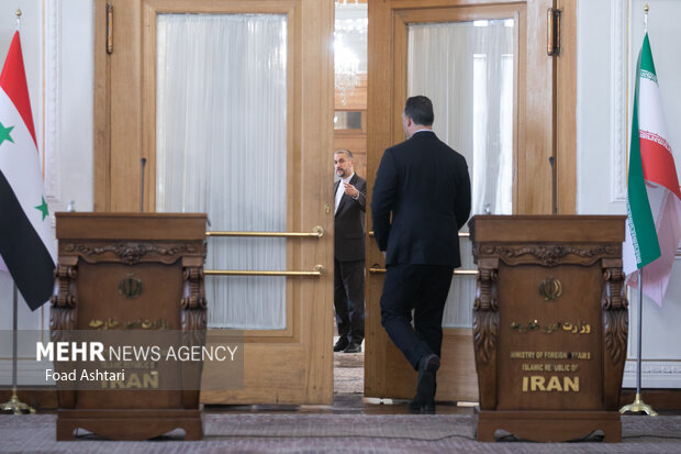 حسین امیر عبدالهییان وزیر امور خارجه ایران در محل دیدار وزرای خارجه سوریه و ایران حضور دارد