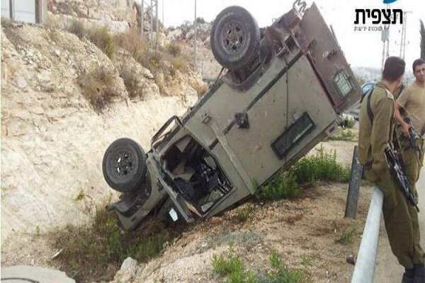 شمالی فلسطین میں صہیونی فوجی گاڑی کو حادثہ، پانچ اہلکار زخمی