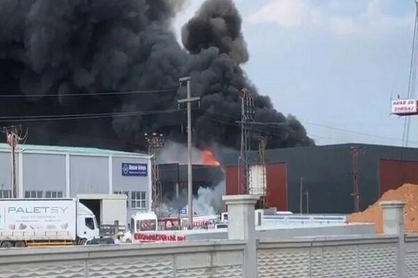 آتش‌سوزی مهیب در کارخانه مواد شیمیایی در غرب ترکیه+ فیلم