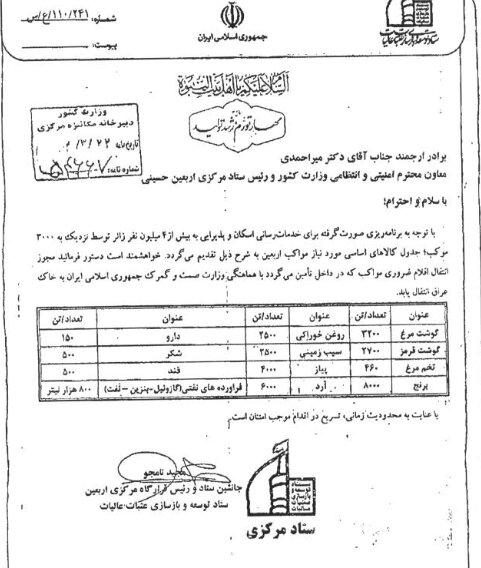 سهمیه کالاهای اساسی مورد نیاز موکب ها در اربعین ابلاغ شد+ جدول