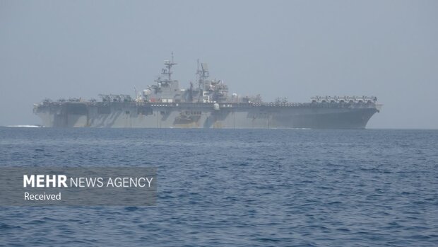 IRGC releases images of US Helicopter carrier entering PG