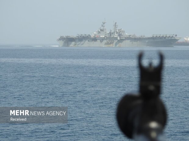 IRGC releases images of US Helicopter carrier entering PG