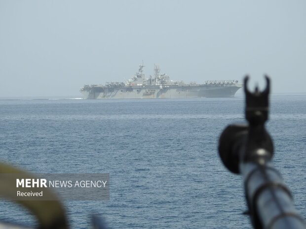 IRGC releases images of US Helicopter carrier entering PG