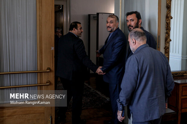 حسین امیرعبداللهیان وزیر امور خارجه در حال ورود به محل دیدار با  اعضای کمیسیون امنیت ملی است