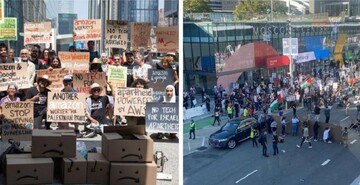 تظاهرات در آمریکا در همبستگی با فلسطین/ تاکید بر لزوم توقف همکاری گوگل با صهیونیست‌ها