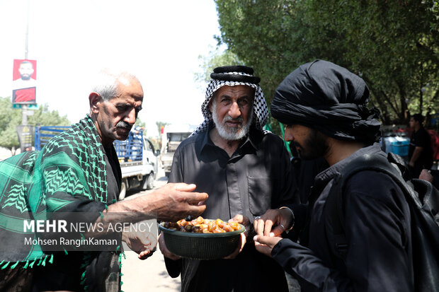 زائران اربعین حسینی که از ابتدای ماه صفر از شهر مختلف به سمت کربلا درحال حرکت بودند، در مسیر «طریق الحسین(ع)» به سمت کربلای معلی در حرکت هستند