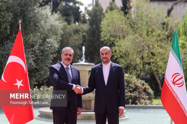 ترکیہ کے وزیر خارجہ کا دورہ تہران؛ ایرانی ہم منصب کی جانب سے باضابطہ استقبال 