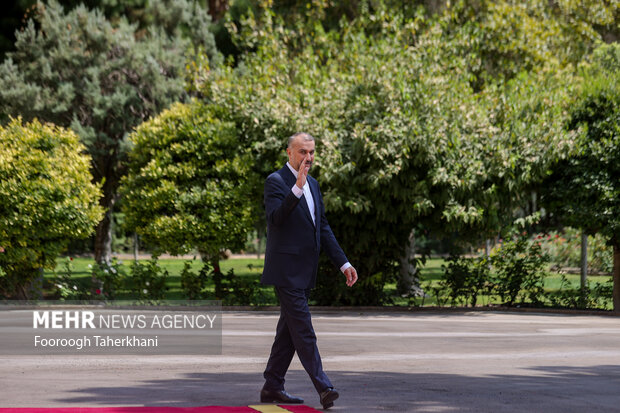 حسین امیر عبداللهیان، وزیر امور خارجه ایران در محلاستقبال از هاکان فیدان، وزیر امور خارجه ترکیه حضور دارد