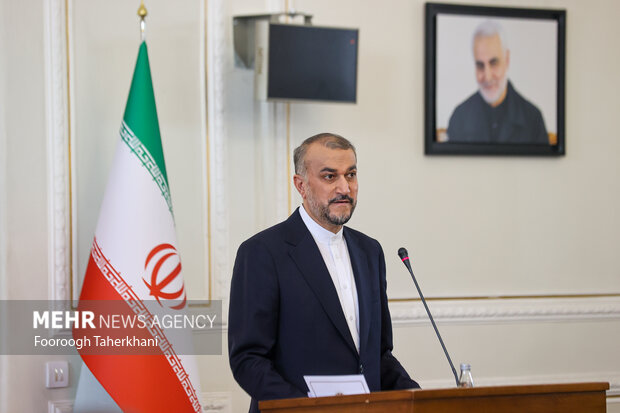 حسین امیر عبداللهیان، وزیر امور خارجه ایران در محل کنفرانس مطبوعاتی مشترک وزرای خارجه ایران و ترکیه حضور دارد