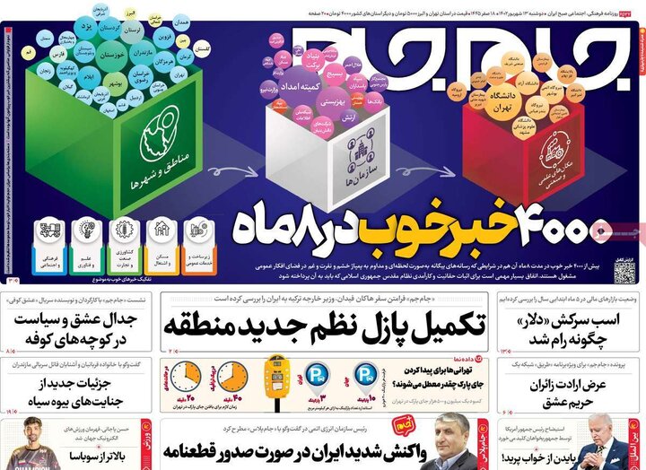 روزنامه‌های صبح امروز دوشنبه ۱۳ شهریور ۱۴۰۲