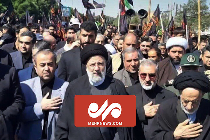 لحظه ورود رئیس‌جمهور به مراسم جاماندگان اربعین حسینی در بیرجند